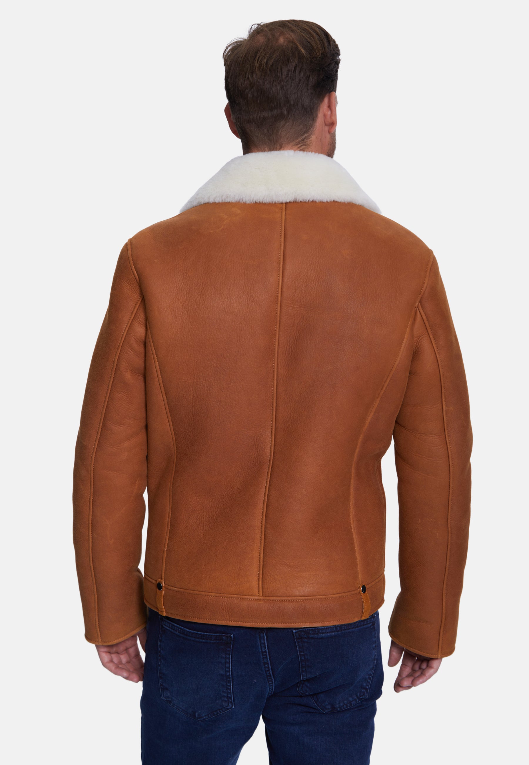 Men's Fashion Jacket, Washed Whiskey With White Wool