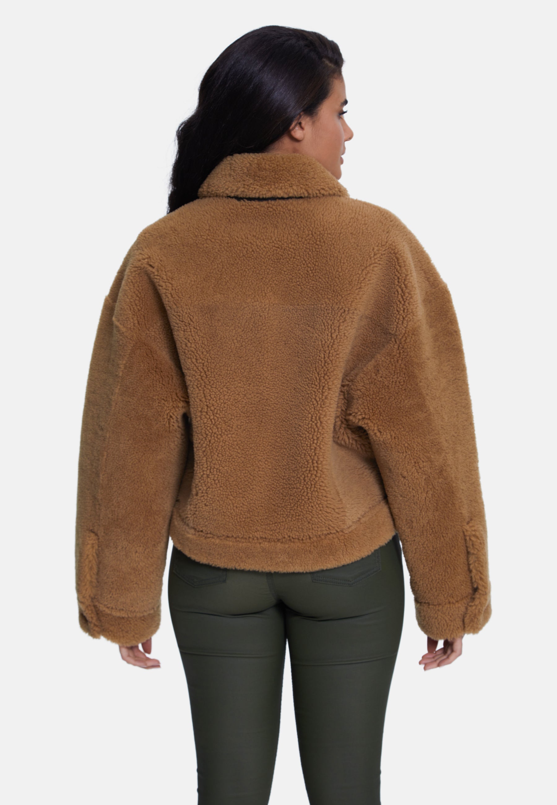 Women's Shearling Jacket, Silky Brown Ginger Curly Wool