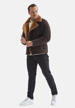 Image of Men's Fashion Jacket, Washed Brown With Ginger Wool