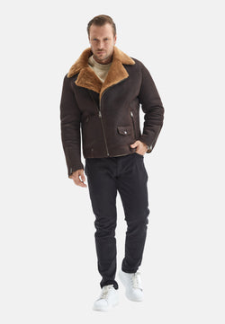 Image of Men's Fashion Jacket, Washed Brown With Ginger Wool