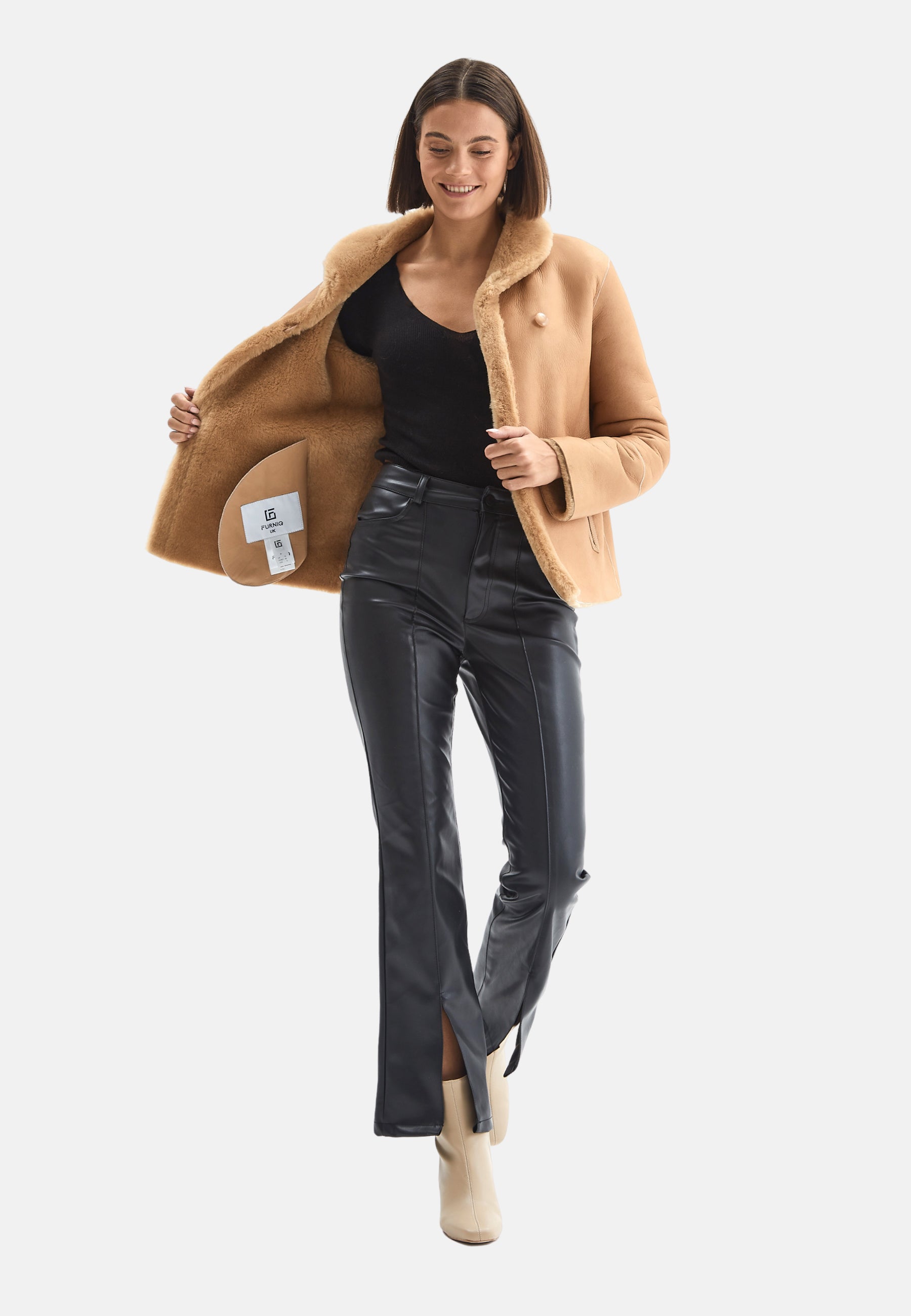 Women's Shearling Jacket, Silky Caramel With Caramel Wool