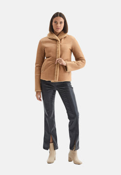 Image of Women's Shearling Jacket, Silky Caramel With Caramel Wool