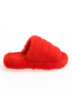 Image of Shearling-pantoffels voor dames, rode wol