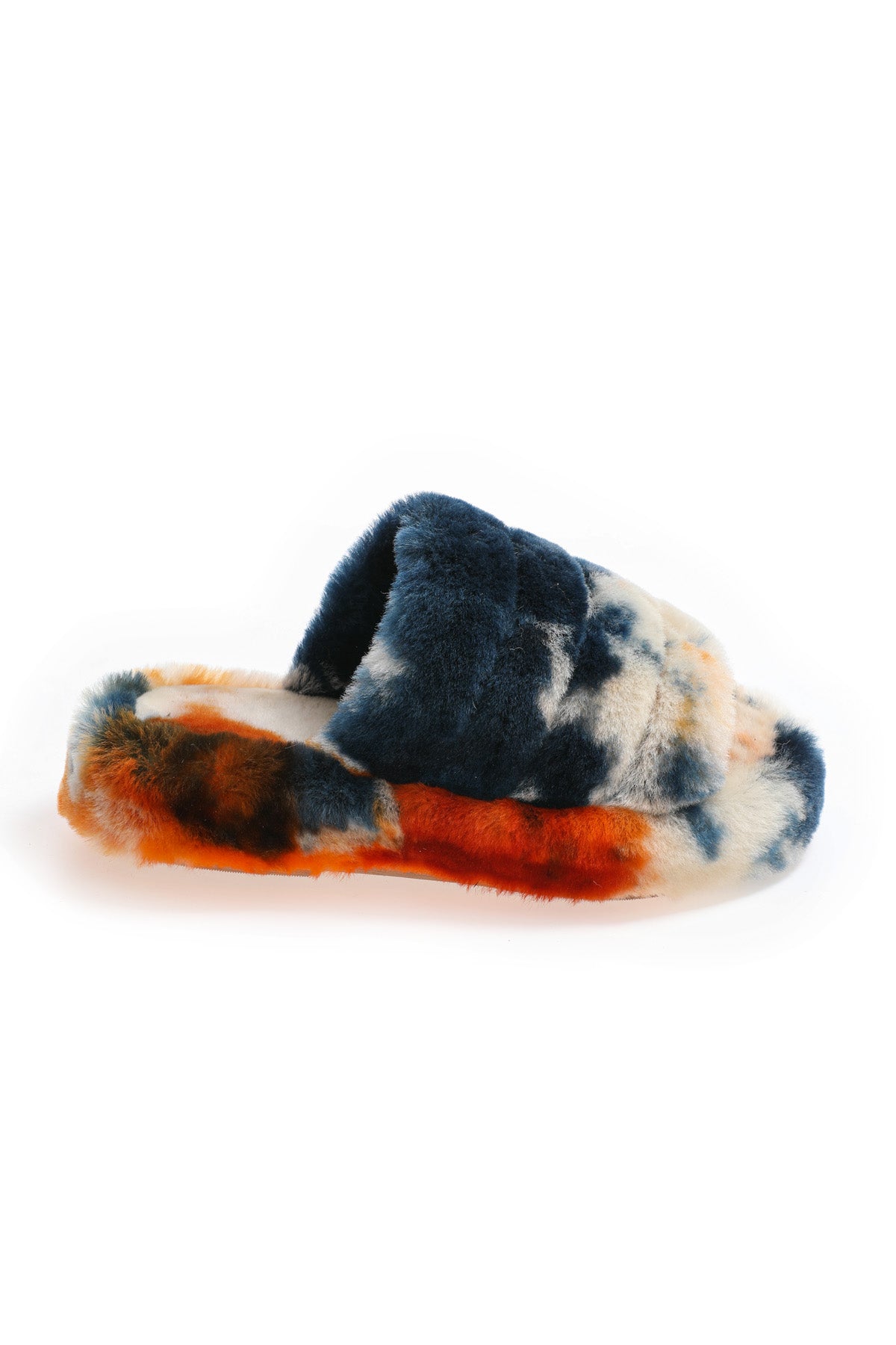 Shearling-pantoffels voor dames, oranje veelkleurige wol