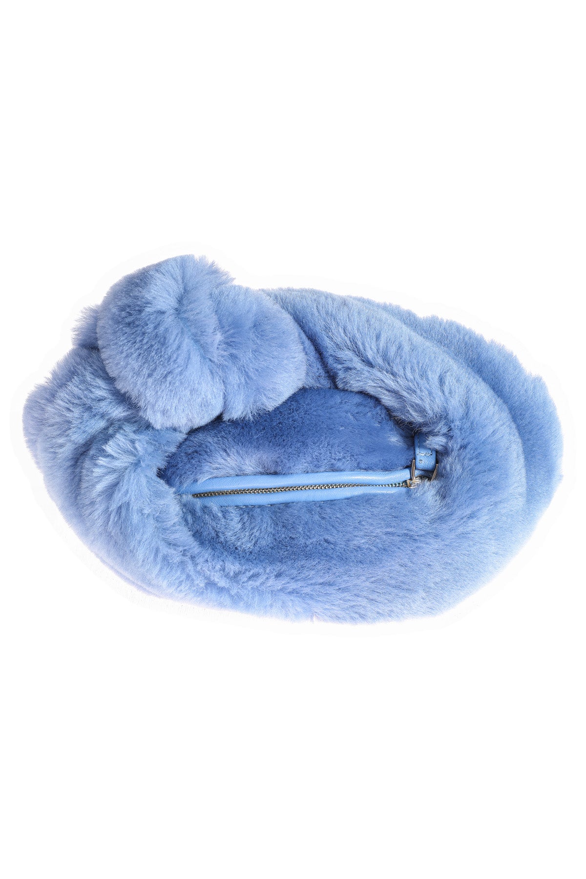 Shearling mini-tas voor dames, blauw