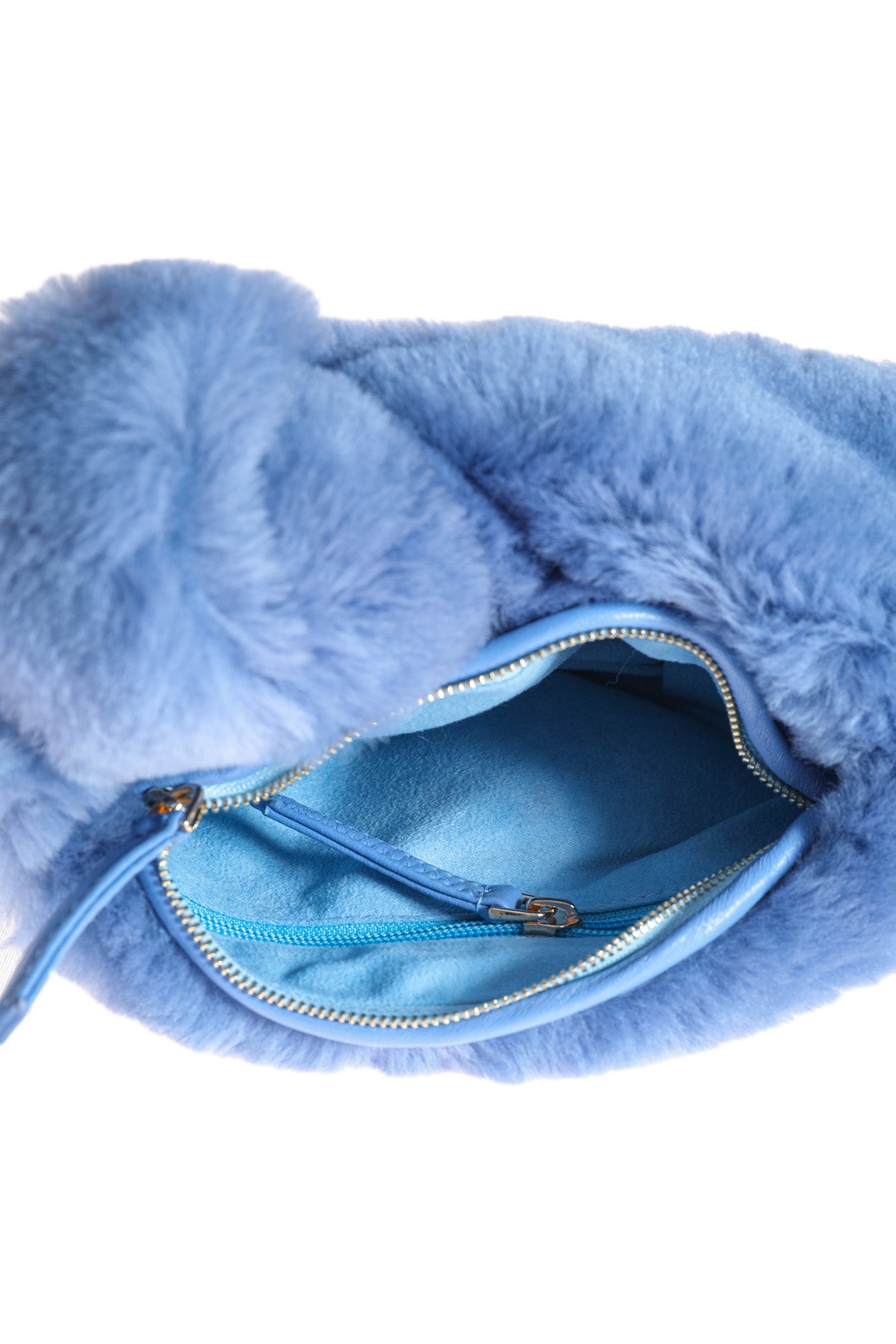 Shearling mini-tas voor dames, blauw