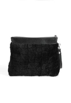 Image of Shearling-clutch voor dames, zwarte wol met patroon