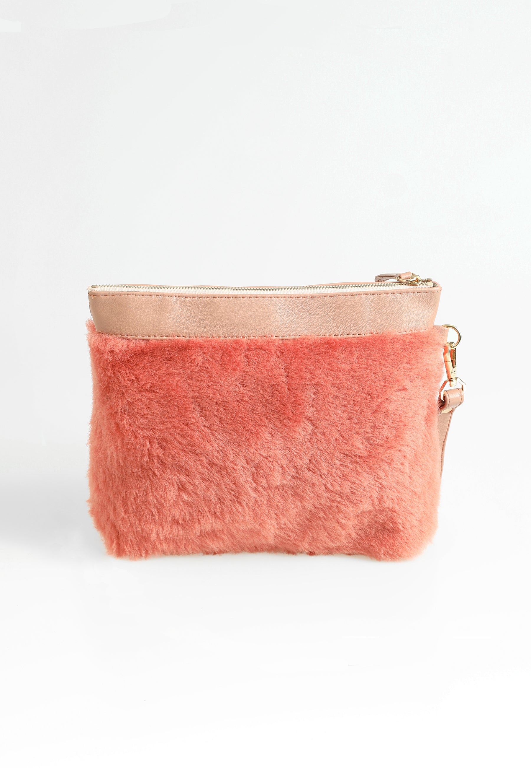 Shearling-clutch voor dames, steenwol