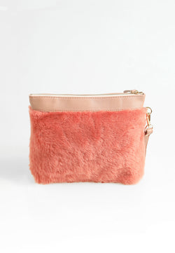 Image of Shearling-clutch voor dames, steenwol