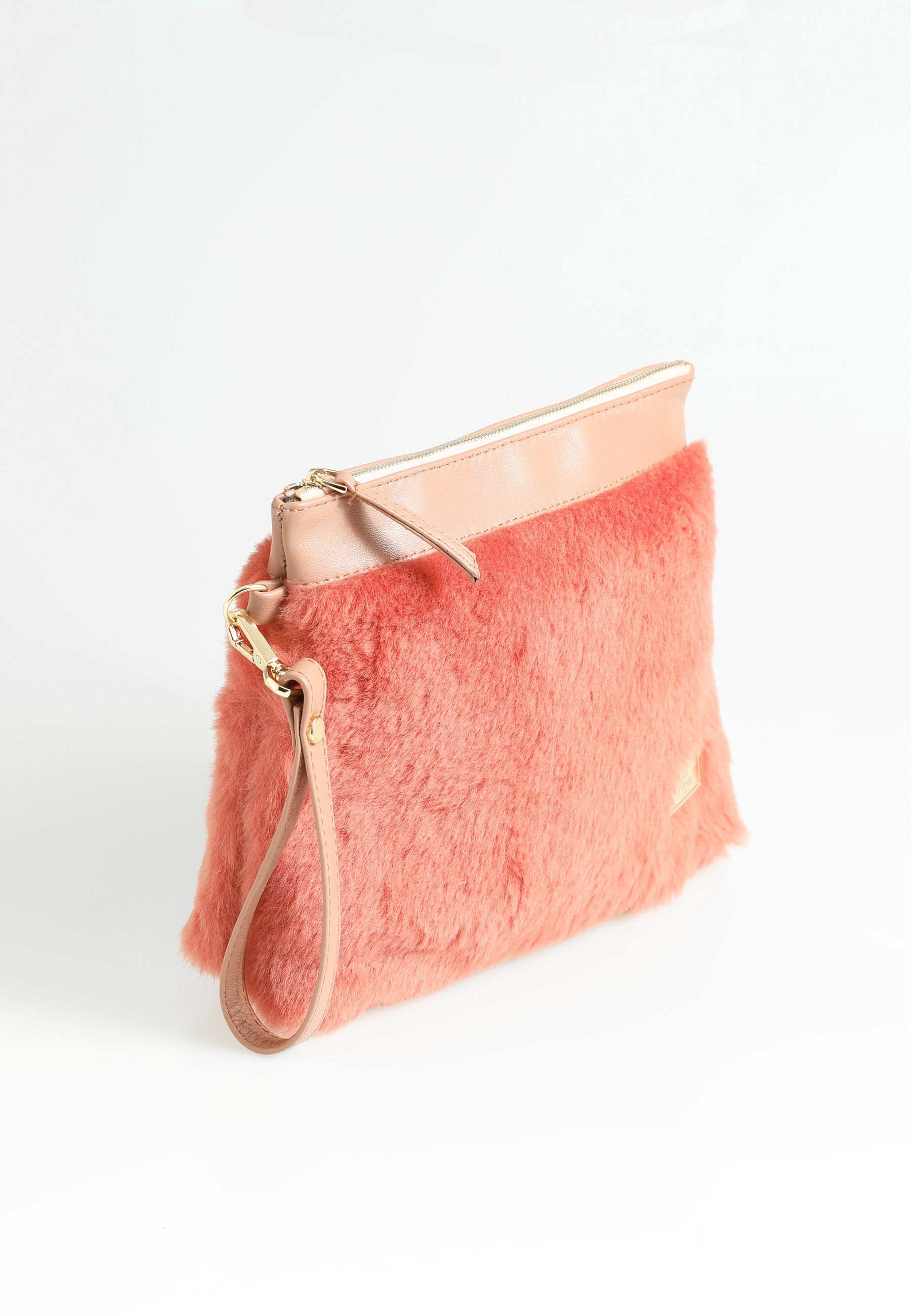 Shearling-clutch voor dames, steenwol