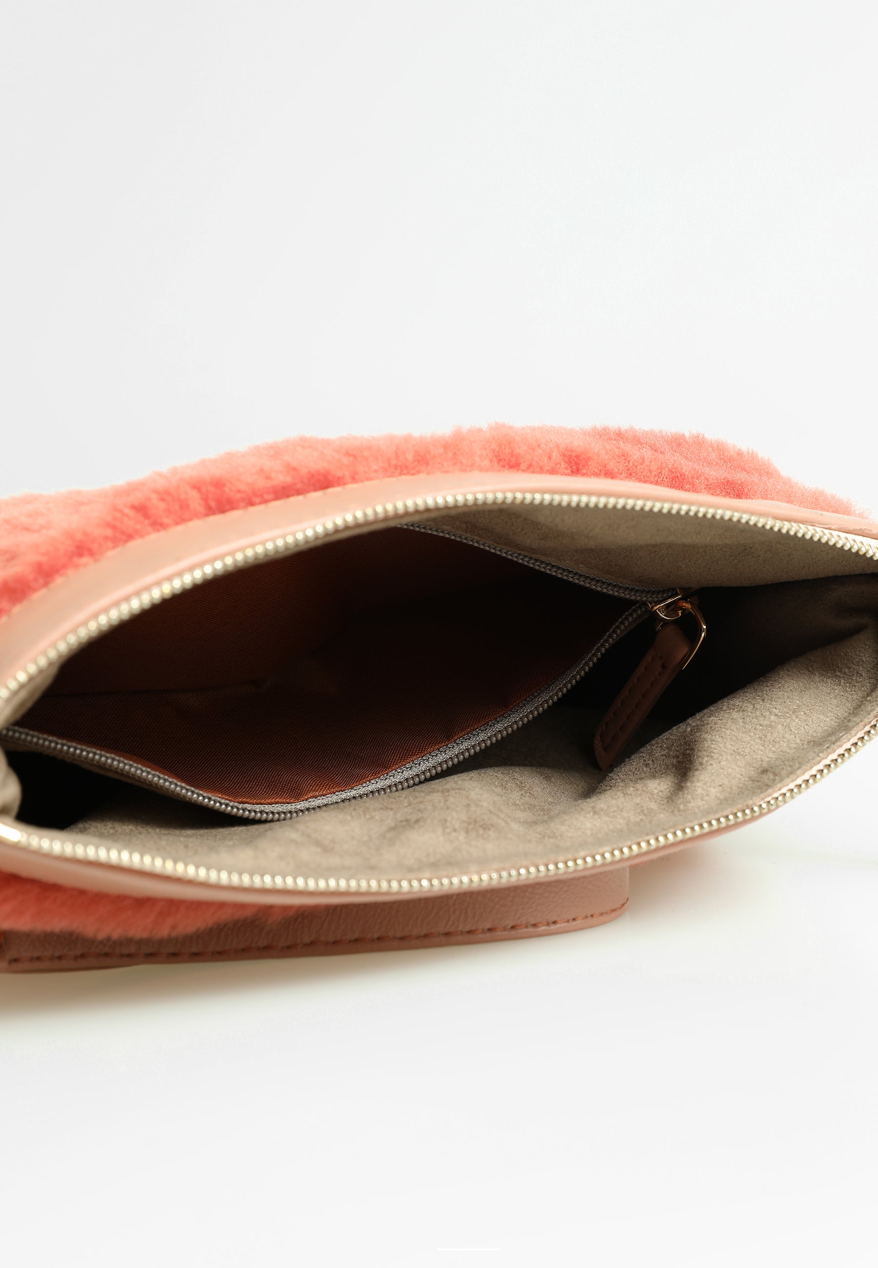 Shearling-clutch voor dames, steenwol